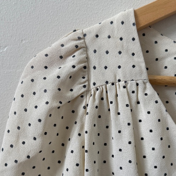 Vintage Young Edwardian by Arpeja Polka Dot Babydoll Mini Dress w/ Flare Sleeves - Picture 4 of 14